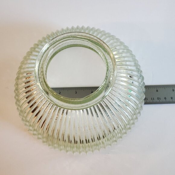 Vintage Holophane Bell Shaped Lamp Light Shade Clear Glass Ribbed Pattern - Picture 7 of 8
